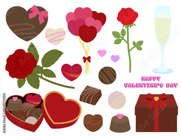 Fototapeta バレンタインの素材セットD  〈輪郭なし〉