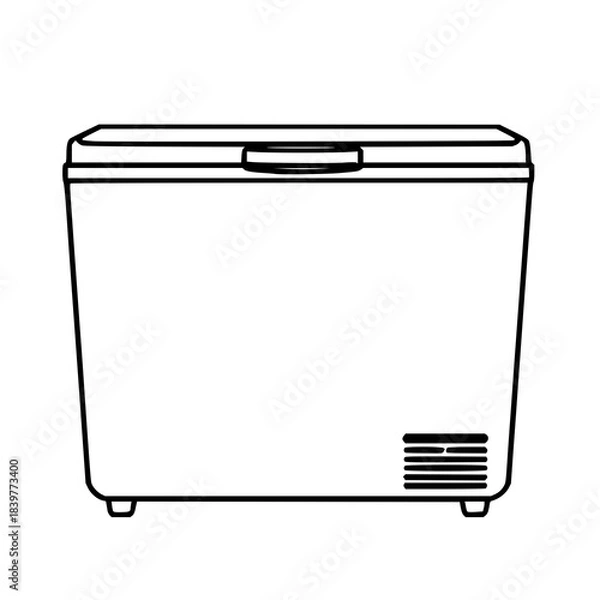 Fototapeta Clean modern deep freezer illustration with simple shapes and clear details.