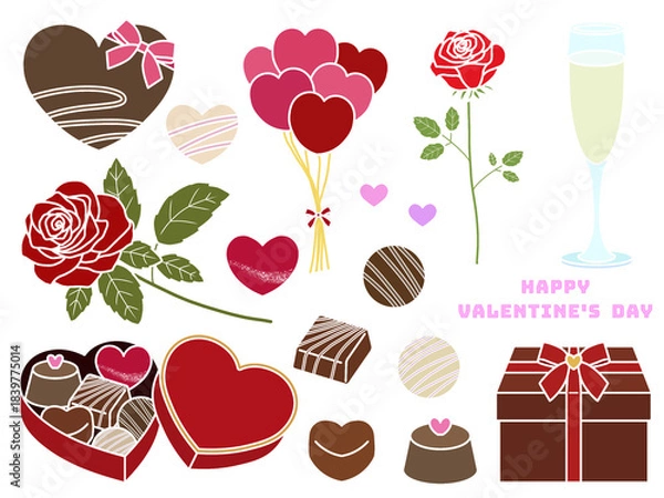 Fototapeta バレンタインの素材セットE-2  〈ステンシル〉