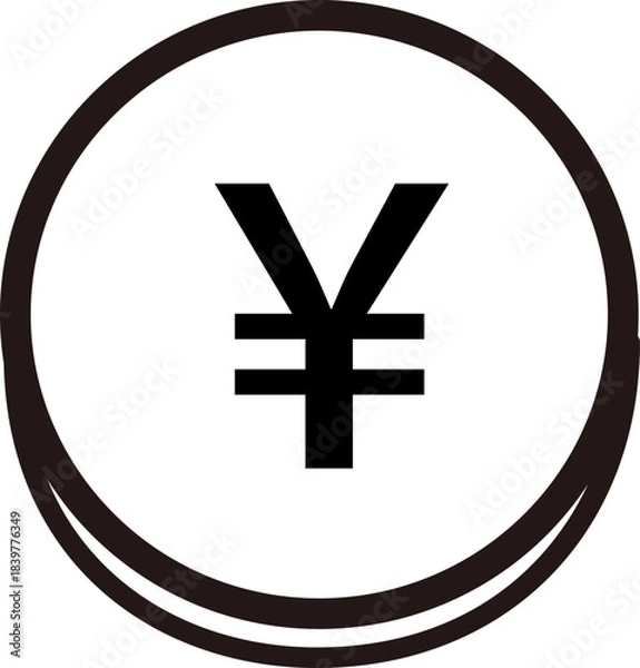 Obraz 円マークを描いたシンプルな線画アイコン