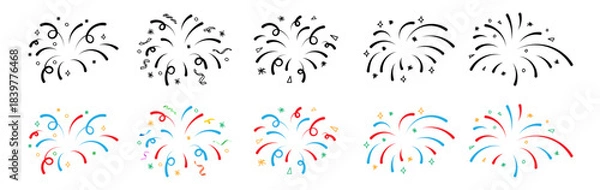 Obraz firework explode doodle hand drawing confetti new year party