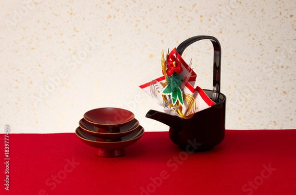 Obraz お屠蘇と和紙の壁のイメージ