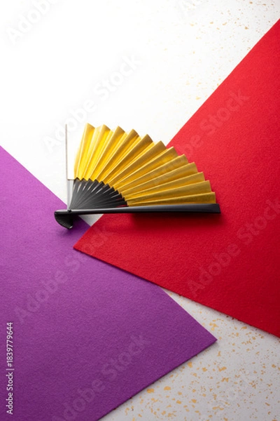 Obraz 扇と和風の敷物のイメージ