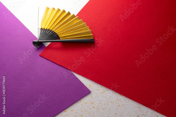 Obraz 扇と和風の敷物のイメージ