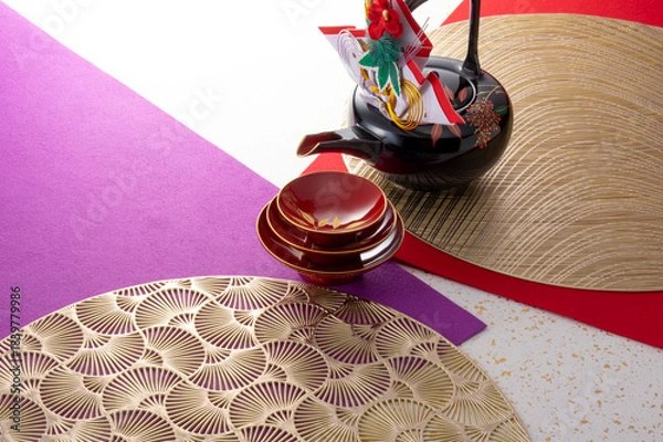 Obraz お屠蘇と和風の敷物のイメージ