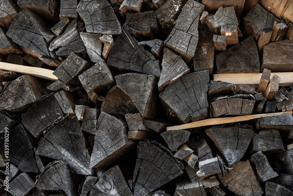 Obraz Pile Of Triangular Cut Logs