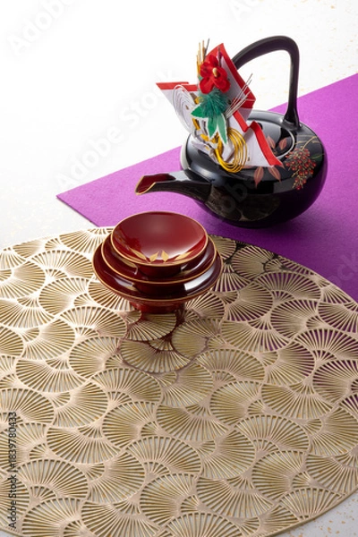 Obraz お屠蘇と和風の敷物のイメージ