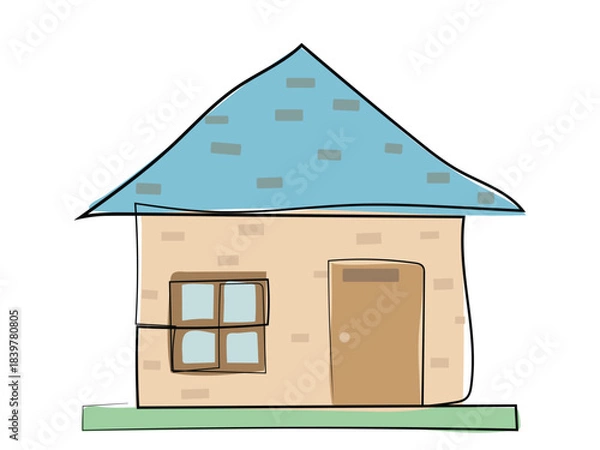 Obraz House in a continuous line pattern.