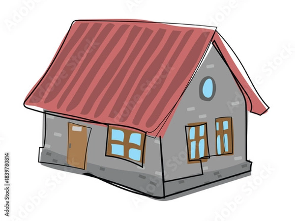 Obraz House in a continuous line pattern.