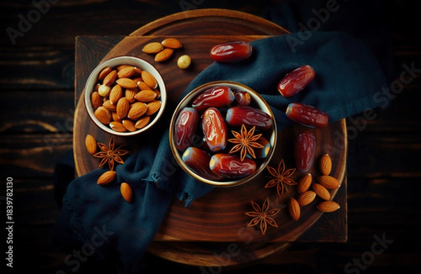 Fototapeta Almonds and dates