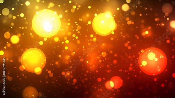 Fototapeta Glowing bokeh lights create a vibrant abstract background perfect for adding a dynamic touch to designs, evoking a sense of celebration and festivity.