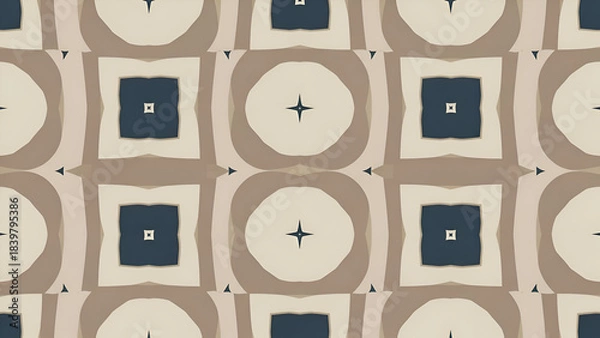 Fototapeta Add a touch of modern elegance with this vibrant abstract geometric pattern featuring blue and beige squares, perfect for backgrounds, textiles, or creative projects.