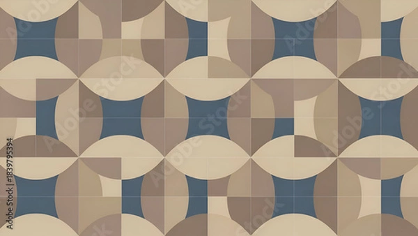 Fototapeta Add a touch of modern elegance with this vibrant abstract geometric pattern featuring blue and beige squares, perfect for backgrounds, textiles, or creative projects.