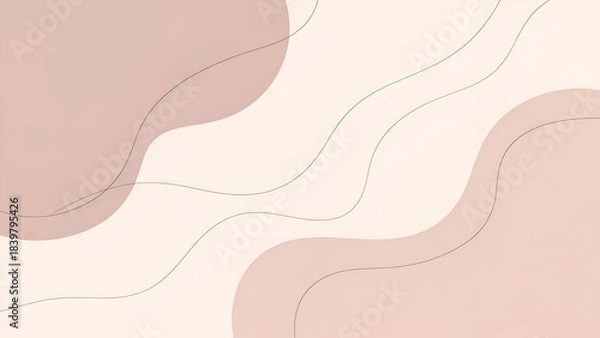 Fototapeta Elegant abstract background with soft pink hues, wavy lines and shapes, perfect for adding a touch of serenity to your design projects.