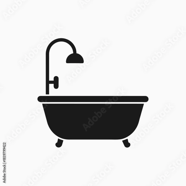 Obraz bathtub icon silhoutte vector style template 