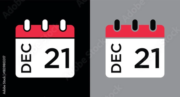 Obraz calendar - December 21 icon illustration isolated vector sign symbol
