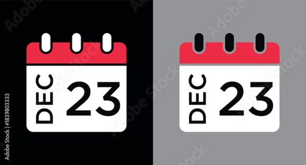 Obraz calendar - December 23 icon illustration isolated vector sign symbol