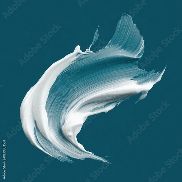 Obraz Abstract paint stroke, white and teal