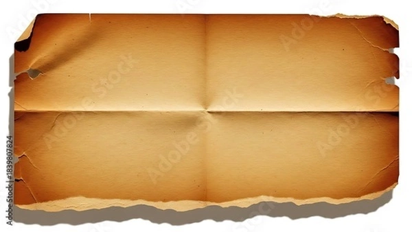 Fototapeta Old paper with torn edges and a creased texture, perfect for historical documents or vintage designs