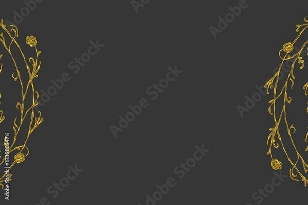 Fototapeta Simple Background Frame, Unique Background, Black and Golden Color Background, Unique Design 