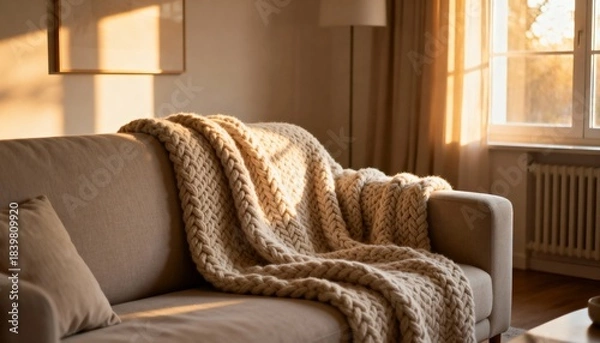 Fototapeta Cozy Reading Corner with Bookshelves and Warm Lighting