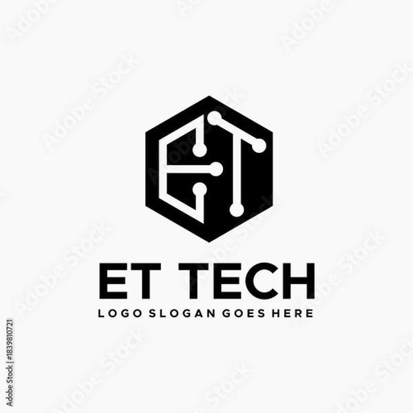 Obraz ET Hexagon tech logo vector image