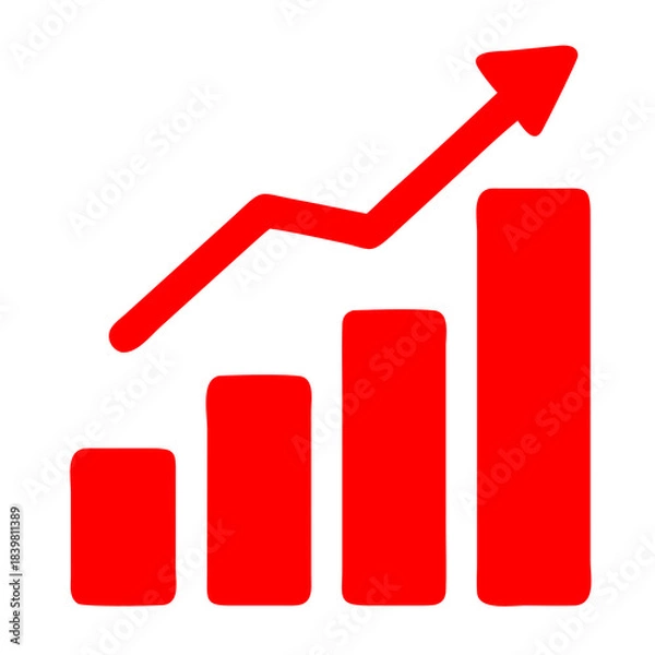 Fototapeta Red Growth Chart Icon with Upward Arrow