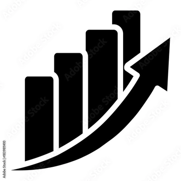 Fototapeta Black Business Growth Arrow and Bar Chart Icon