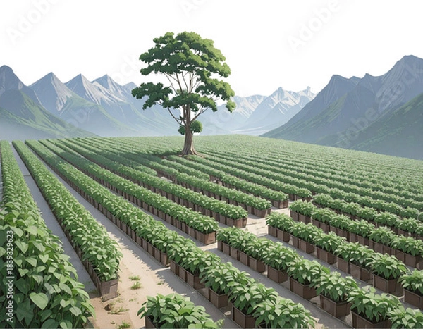 Fototapeta sometric plant 3d rendering 