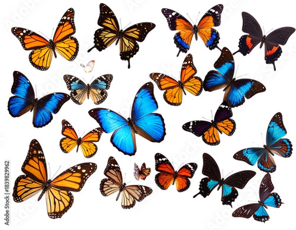 Fototapeta many butterfly flying isolated on transparent background