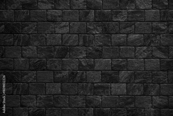 Fototapeta Black brick wall texture as background or wallpaper for inserting text. Abstract dark brick wall texture background pattern, Wall brick surface texture.
