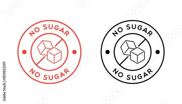 Fototapeta Vector No Sugar Badge Label