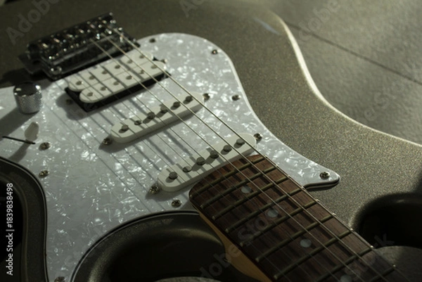 Obraz This is a close-up of the electric guitar strings.