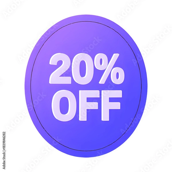 Obraz A circular gradient button displaying a twenty percent off promotion