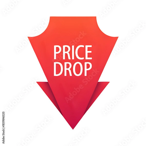 Obraz A vibrant red price drop shield with the text price drop inside