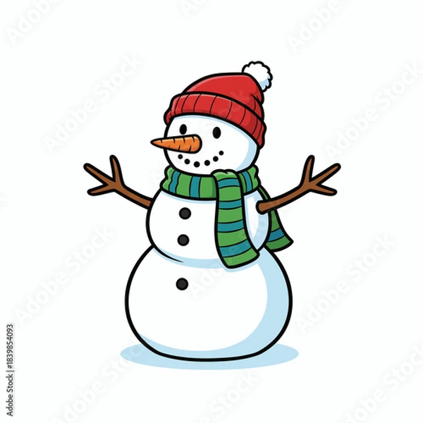 Obraz Cute Snowman Winter Illustration
