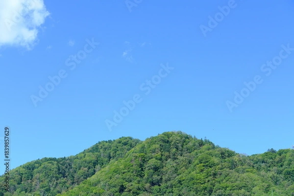 Obraz 夏の青空と定山渓の稜線