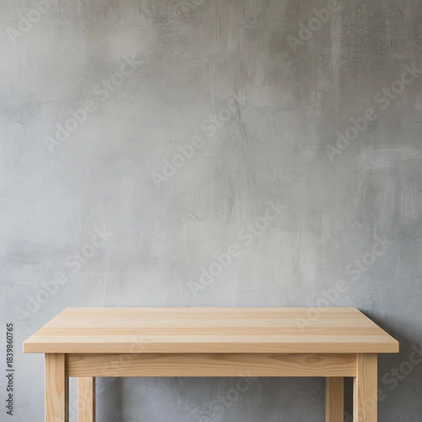 Obraz Empty Wooden Table Against Concrete Wall Background
