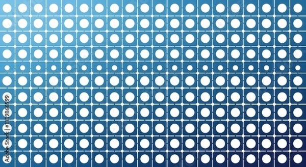 Fototapeta Seamless Blue Tech Background with Gradient Grid of White Circular Dots and Rounded Square Tiles