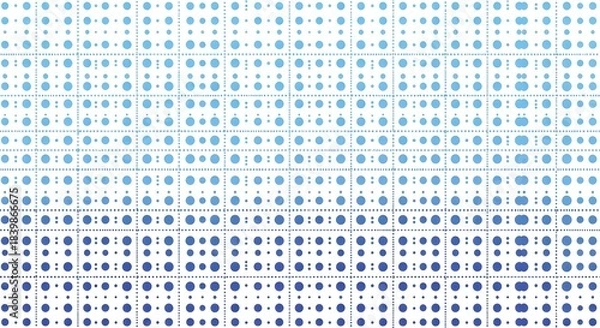 Fototapeta Abstract Blue Dot Grid Pattern with Vertical Gradient Transition - Digital Data Technology Background Texture