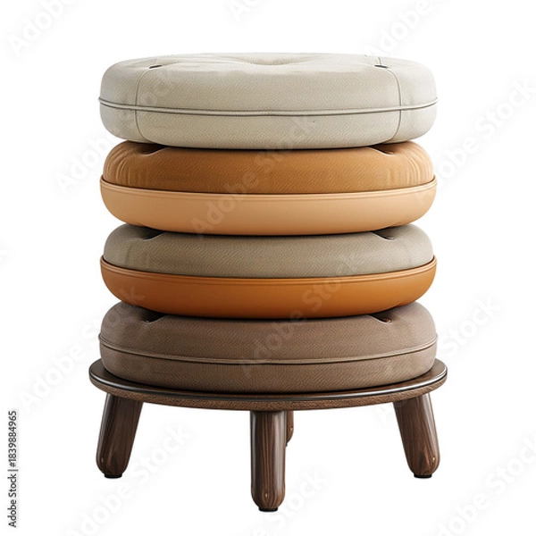 Fototapeta Stackable modular kitchen stool in beige side view isolated on a transparent background