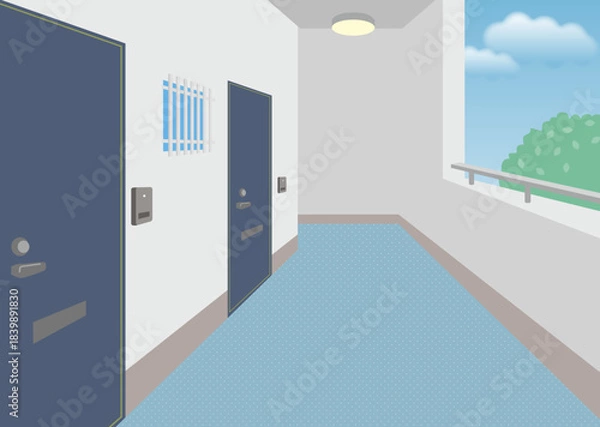 Obraz マンション共用部の廊下のベクターイラスト