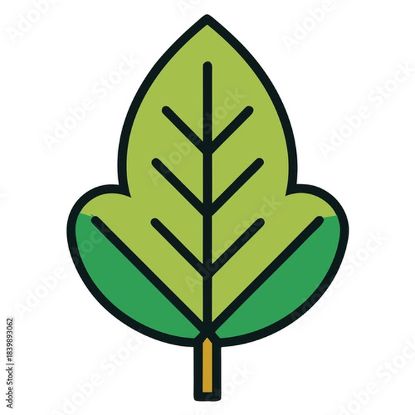 Fototapeta Simple Two-Color Tree or Leaf Icon – Minimal Line Design, Transparent Background