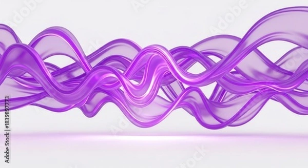 Obraz Abstract flowing purple waves with soft light and shadow, isolated on white background