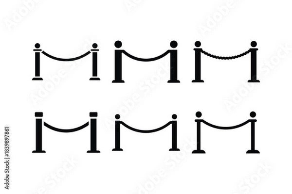 Obraz Rope barrier silhouette set crowd control