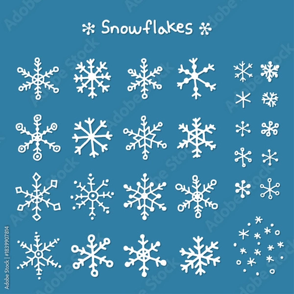 Obraz 눈꽃 눈결정 드로잉 일러스트레이션 세트