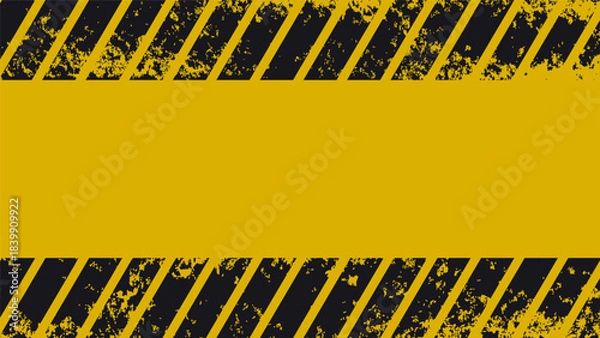 Fototapeta Grunge texture in black and yellow hazard style. Abstract warning background for poster, banner, sign, industrial design, and safety themed graphics. eps