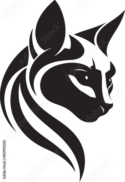 Obraz black and white cat