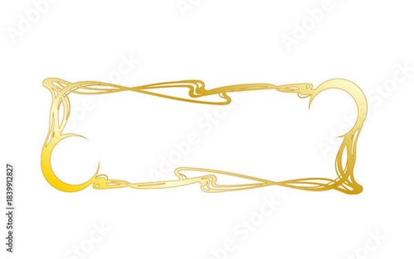 Obraz アールヌーボー風な月のフレーム 。金色風。グラデーション。