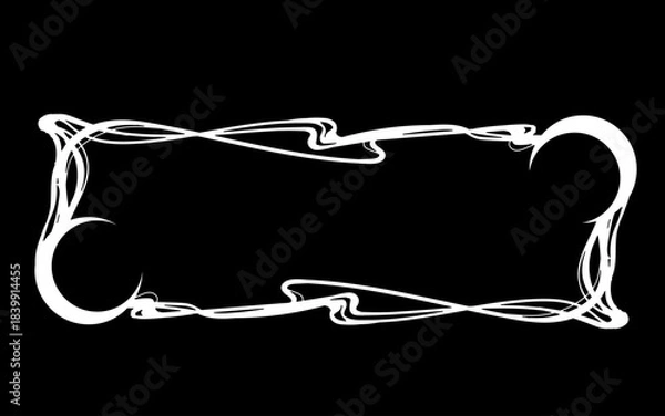 Obraz アールヌーボー風な月のフレーム 、バナー。白色。